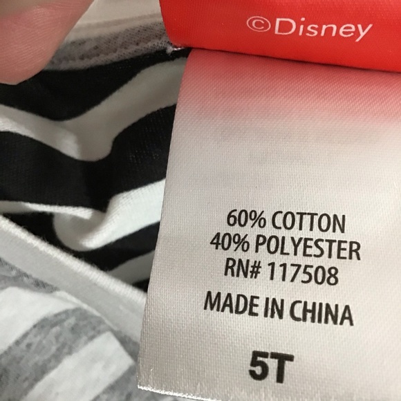 Disney Mickey Mouse Gray & White Striped Tee NWT - Picture 3 of 5
